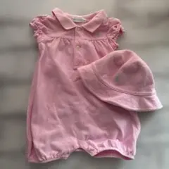 Ralph Lauren ピンクロンパースと帽子セット 60