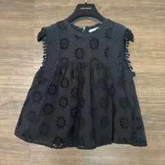 ZARAコットンレースノースリーブブラウスsize XSブラック