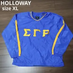 古着 HOLLOWAY ナイロンプルオーバー ΣΓΡ ブルー×イエロー