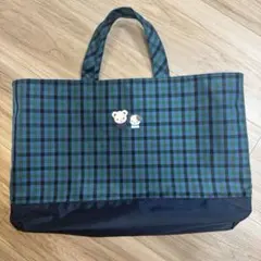 ファミリア　レッスンバッグチェック　ネイビー