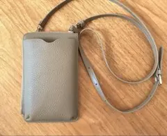 本革◆スマホポーチショルダー財布◆グレージュ◆ポシェット