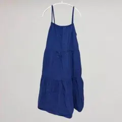 【美品】ユニクロ 160センチ￤シアサッカーキャミソールワンピース