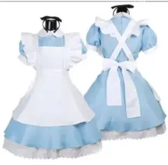 【送料無料】不思議の国のアリス　コスチューム仮装水色ドレスフリルエプロンMサイズ