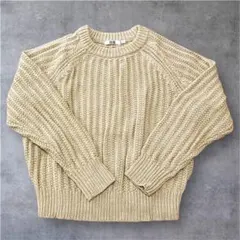 1度着用のみ UNIQLO U 長袖ローゲージニットセーター XL ベージュ