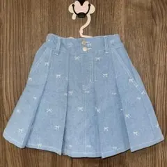 新品　メゾピアノ　リボン刺しゅう・花柄　タックスカパン　サックス 120cm