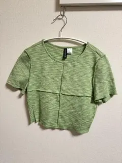 H&M ショート丈半袖トップス　グリーン　M