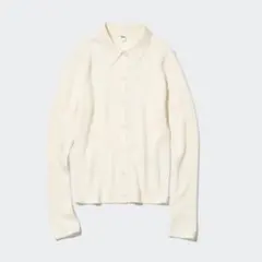 【UNIQLO】エクストラファインメリノリブポロカーディガン/M