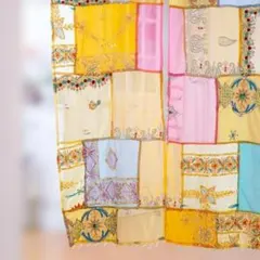 人気商品★インド伝統柄 アジアン 暖簾 カーテン ブリリアント サリーパッチ