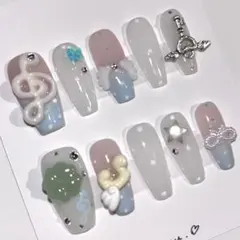 ネイルチップ 平成女児 音符 ドット柄 クローバー ウィッシュコア y2k