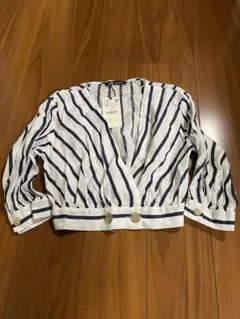 ZARA リネンストライプ五分袖シャツ 新品未使用品