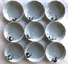 草花柄　小皿（9枚セット）美品