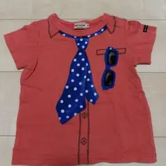 ミキハウス 騙し絵ネクタイプリント 赤Tシャツ 90cm