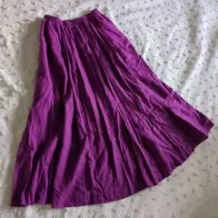 N*)様 mysty woman 紫色フレアスカート ゴムウエスト 麻 サイズフ