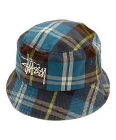 stussy チェック柄 ベーシックロゴ バケットハット
