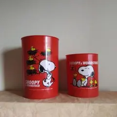 【昭和レトロ】スヌーピーとウッドストック ゴミ箱２点セット