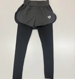 レギンス ショートパンツ付 ヨガ トレーニング スポーツウェア 黒 グレー