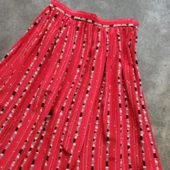 80S 古着 レトロ ストライプ プリーツスカート ひざ丈