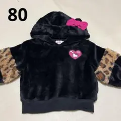 BABYDOLL ハローキティ フリースパーカー ヒョウ柄袖 80