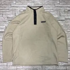 Columbia フリース スナップT 薄ベージュ L ワンポイント