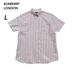 BURBERRY LONDON リネン混ストライプ半袖シャツ　 L ピンクのサムネイル