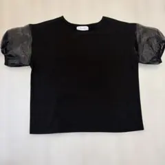 【美品】アダムエロペ　Tシャツ 異素材　黒　パフスリーブ