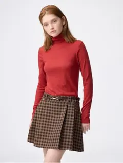 ウォームリブタートルネックT（長袖）　M　レッド