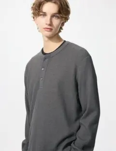 UNIQLO ワッフルヘンリーネックTシャツ/長袖