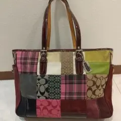 【希少】coach コーチ パッチワーク ハラコ　シグネチャー トートバッグ 希少】coach コーチ パッチワーク ハラコ シグネチャー トートバッグ