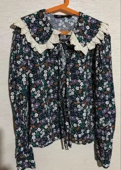 ZARA 花柄長袖シャツ レース襟