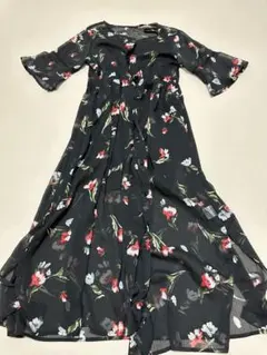 Heather インナーキャミ付き 花柄 5分袖 シャツワンピース