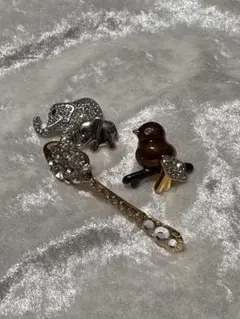 動物モチーフ ブローチセット 3点