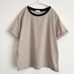 La-gemme ラジエム　ボーダーリンガーTシャツ ベージュ ブラック　半袖のサムネイル