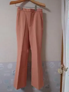 美品GUブラウンフレアパンツ ウエストゴム入り