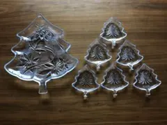 クリスマスツリー型ガラス皿セット