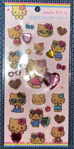 ハローキティ　キラキララインストーンシール　日焼けキティ　ヒョウ柄　新品未開封