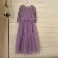 薄紫　レースドレス（リボン付き）　発表会　130cm
