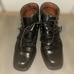 GUCCI ブラックレザーブーツ スエードコンビ