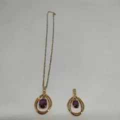 アメジスト金色ネックレス 大と小 2点セット 大特価480円