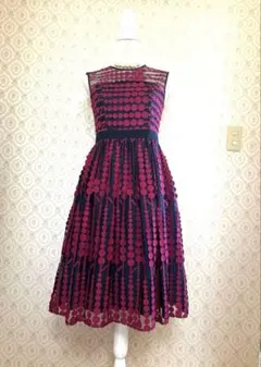 未使用★美★Diagram★ワンピースドレス★刺繍★ピンク✖️ネイビー