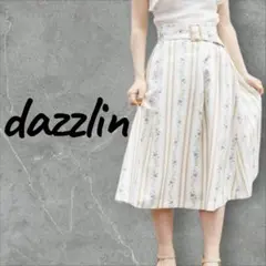 【極美品】dazzlin スカート ストライプ 花柄 フレア ブラウン Mのサムネイル