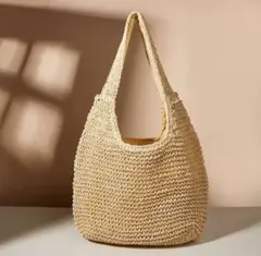 かごバッグ トートバッグ 大容量　ハンドバッグ 軽量タイプ A4 ベージュ