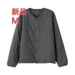新品 無印良品 軽量ダウンポケッタブルノーカラージャケット 紳士M ダークグレー
