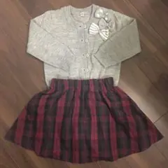 グローバルワーク　チェックスカートM　カーディガン100サイズ