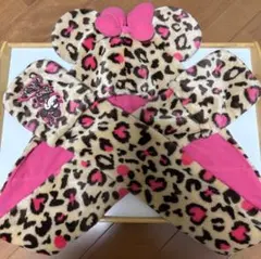 ディズニー　ミニーヒョウ柄マフラー
