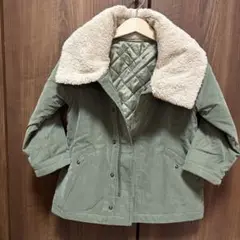 オリーブグリーン ボア襟 ジャケット 100cm