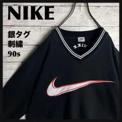 NIKE☆90s 銀タグ 刺繍 ビッグロゴ スウェット D455のサムネイル