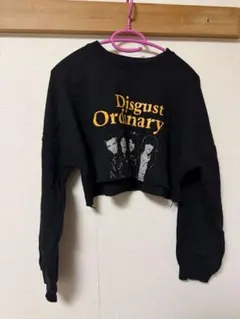 黒 プリントスウェット 短丈