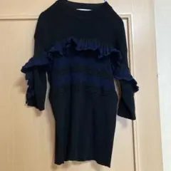 MARNI フリルニットセーター 黒・ネイビーのサムネイル
