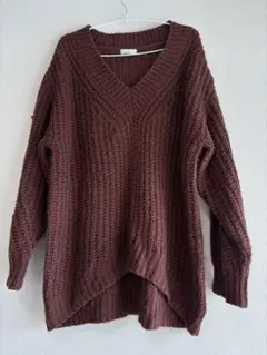 【earth music&ecology】ローゲージニットチュニック ブラウン