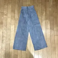 ハイウエスト デニム ワイドパンツ ライトブルーのサムネイル